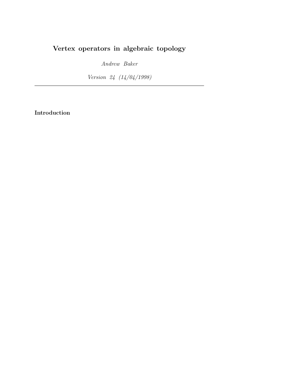 Vertex Operators in Algebraic Topology