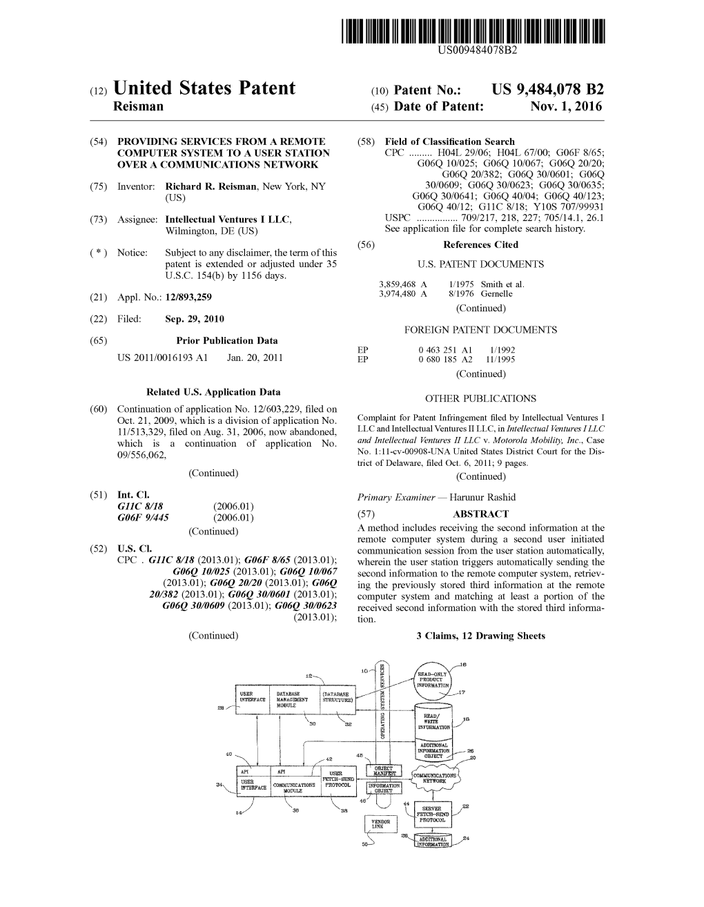 (12) United States Patent (10) Patent No.: US 9.484,078 B2 Reisman (45) Date of Patent: Nov