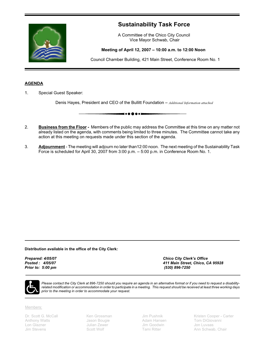 S:\Sustainability Task Force\4-12-07 Agenda.Wpd