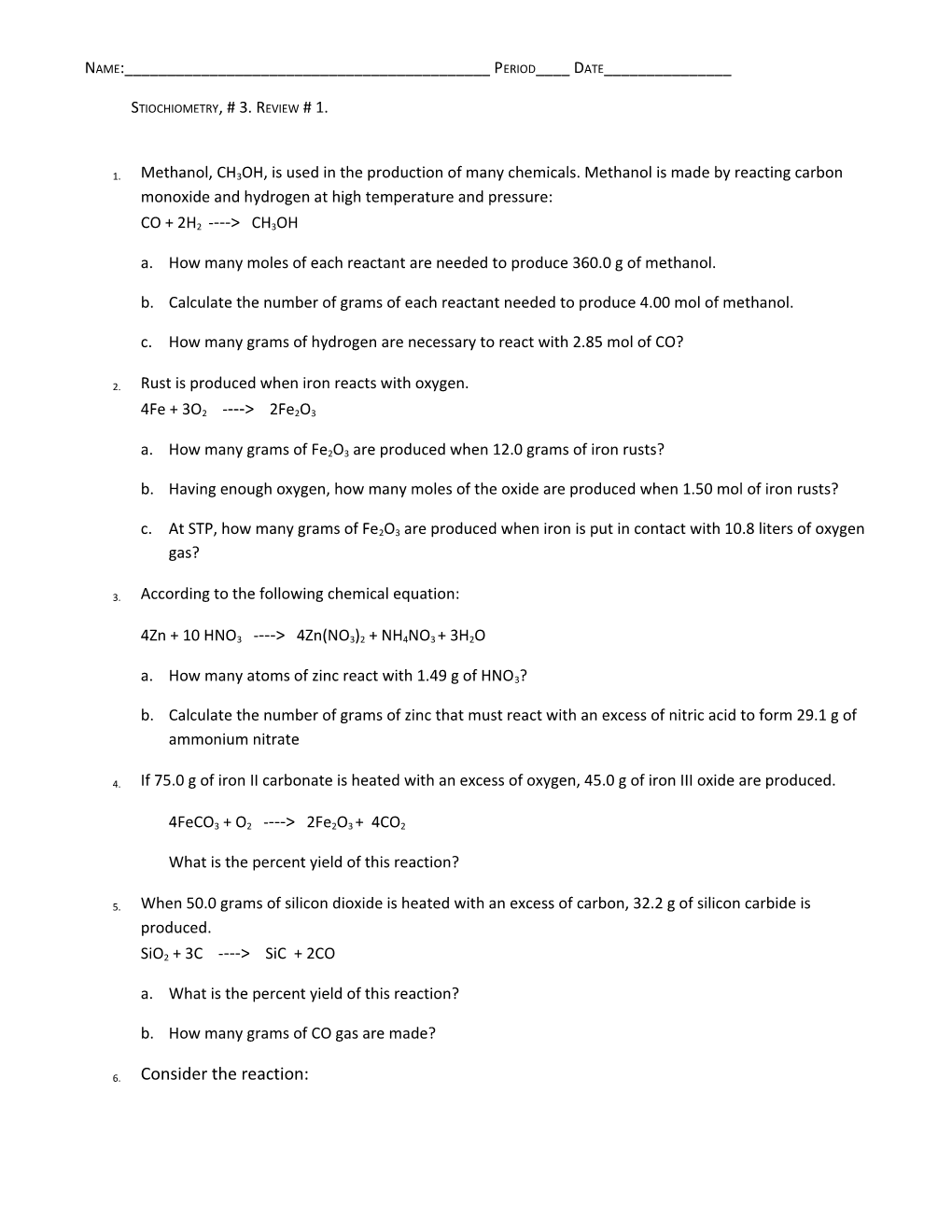 A. How Many Moles of Each Reactant Are Needed to Produce 360.0 G of Methanol