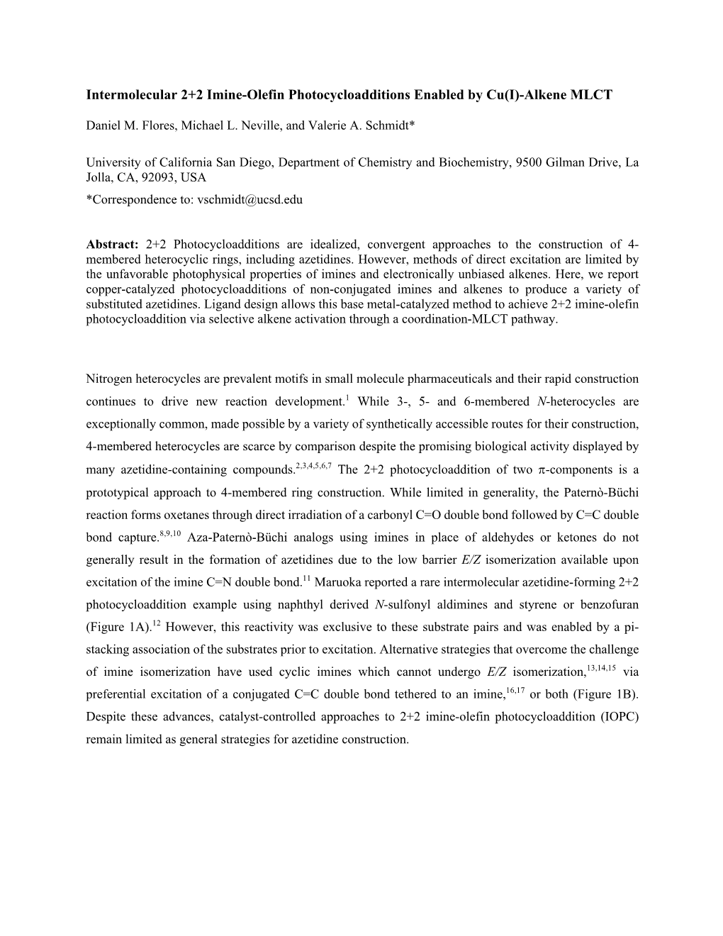 Intermolecular 2+2 Imine-Olefin Photocycloadditions Enabled by Cu(I)-Alkene MLCT