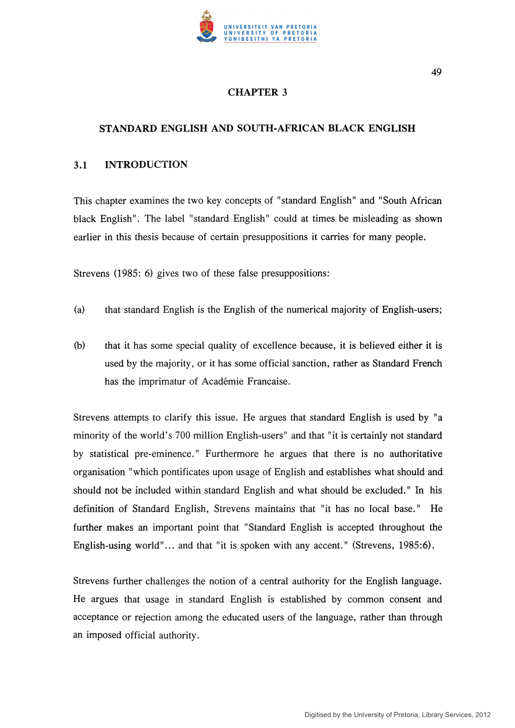 49 Chapter 3 Standard English and South-African