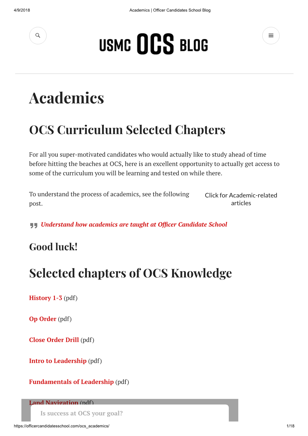 Academics | Officer Candidates School Blog