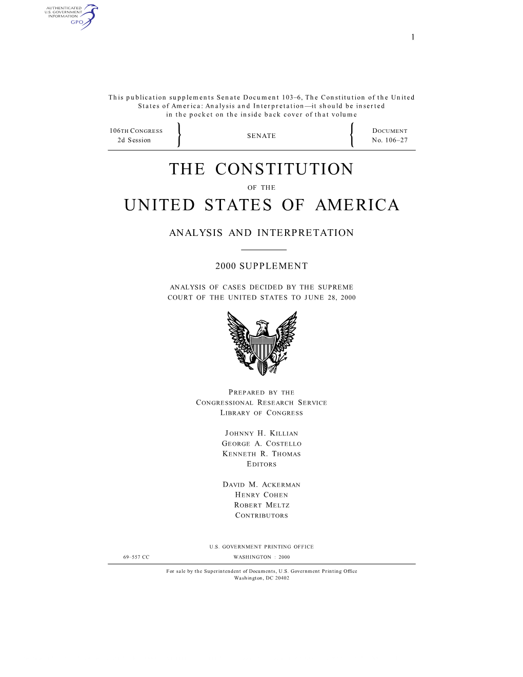 The Constitution United States of America