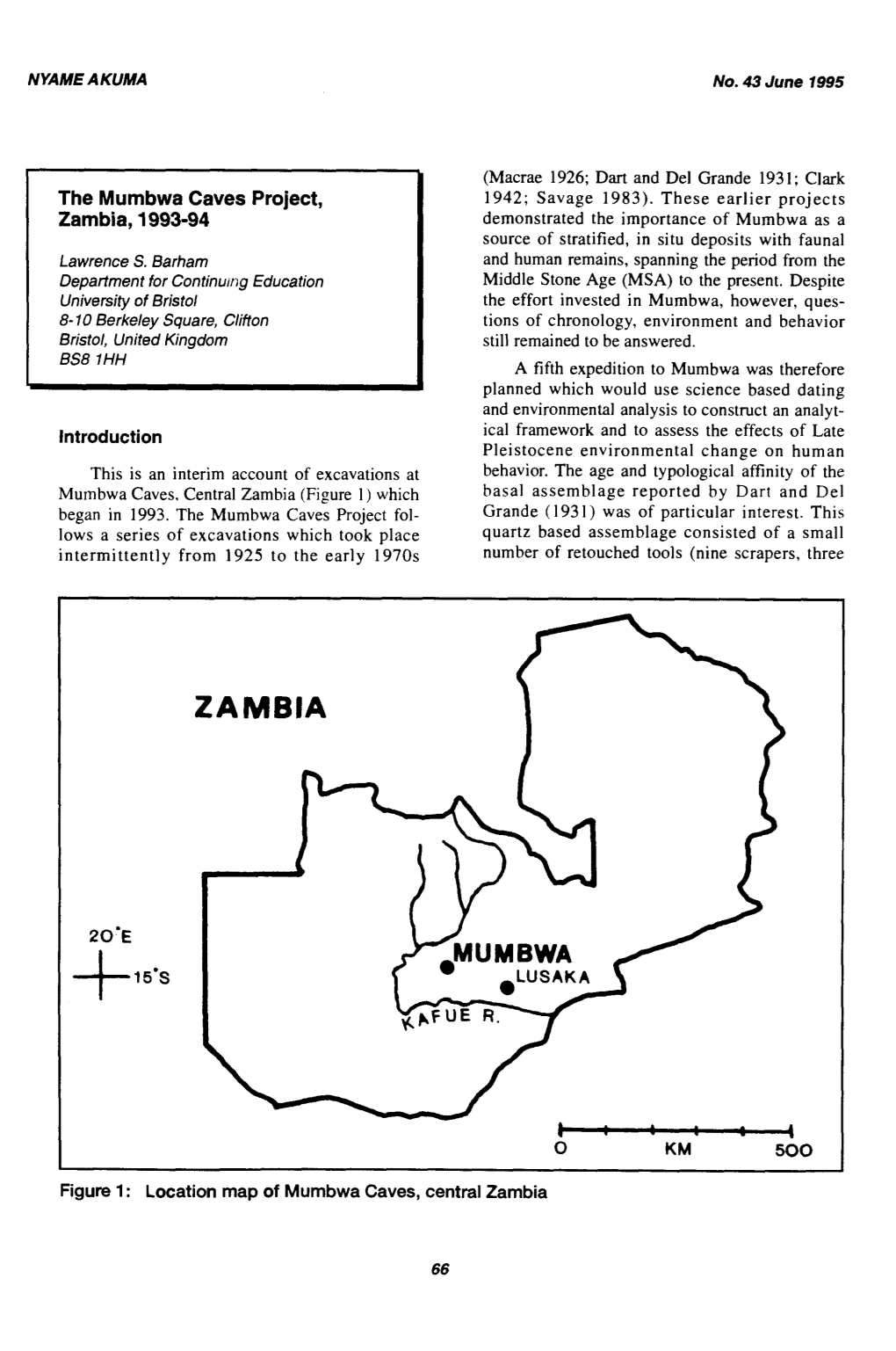 The Mumbwa Caves Project, Zambia, 1993-94