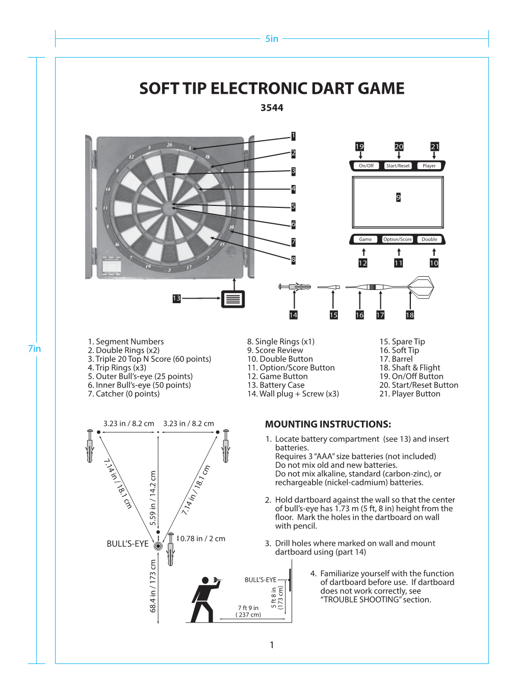 3544 Elec Dartboard with Cabinet IS