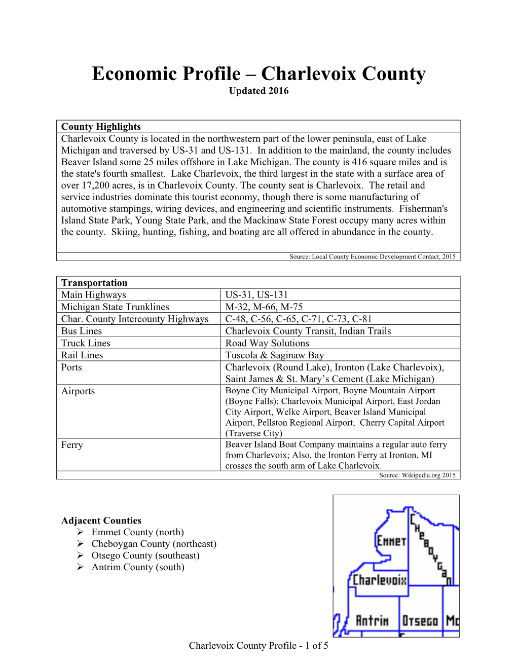 Charlevoix County Updated 2016