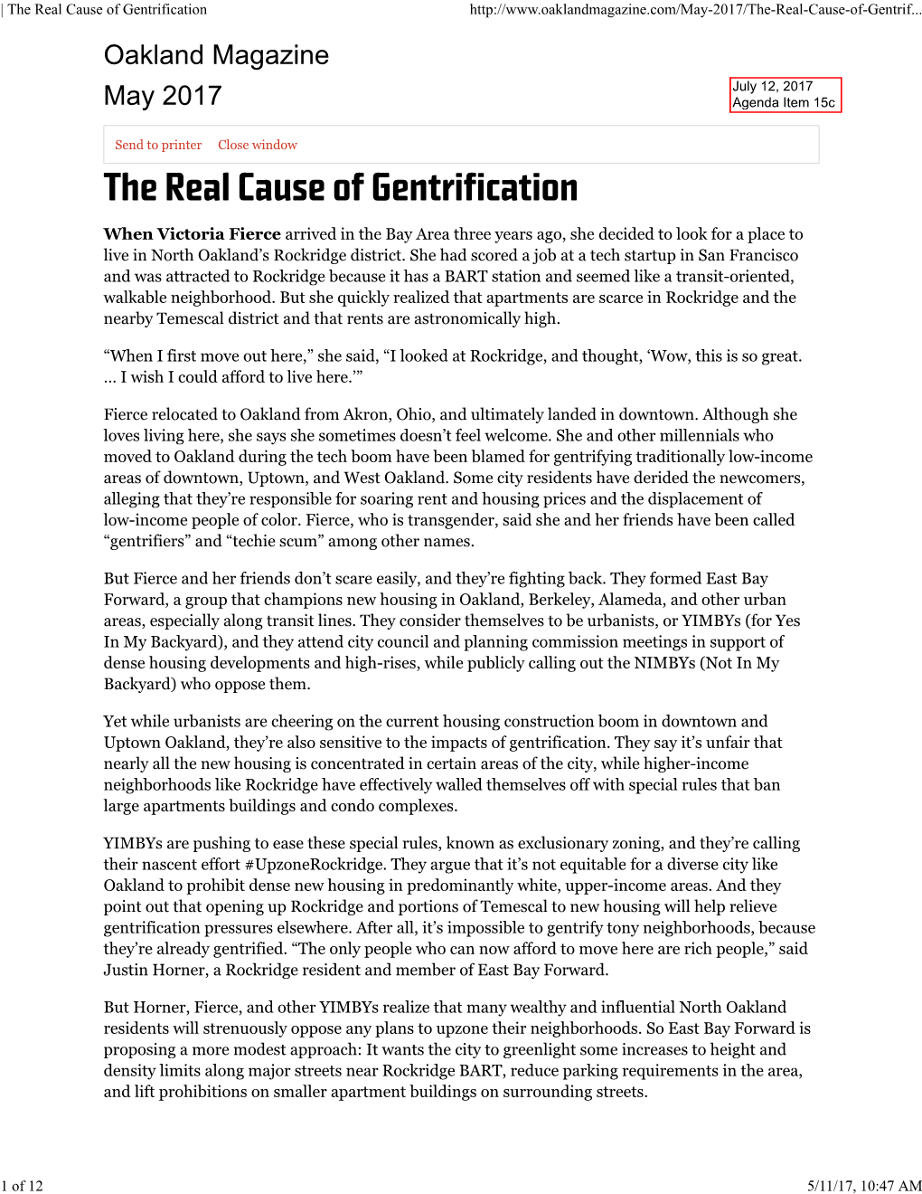 | the Real Cause of Gentrification