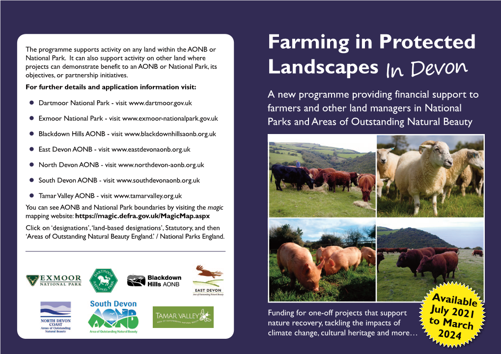 Farming in Protected Landscapes Devon Flyer