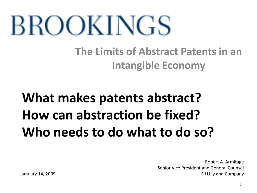 What Makes Patents Abstract? How Can Abstraction Be Fixed? Who Needs to Do What to Do So?