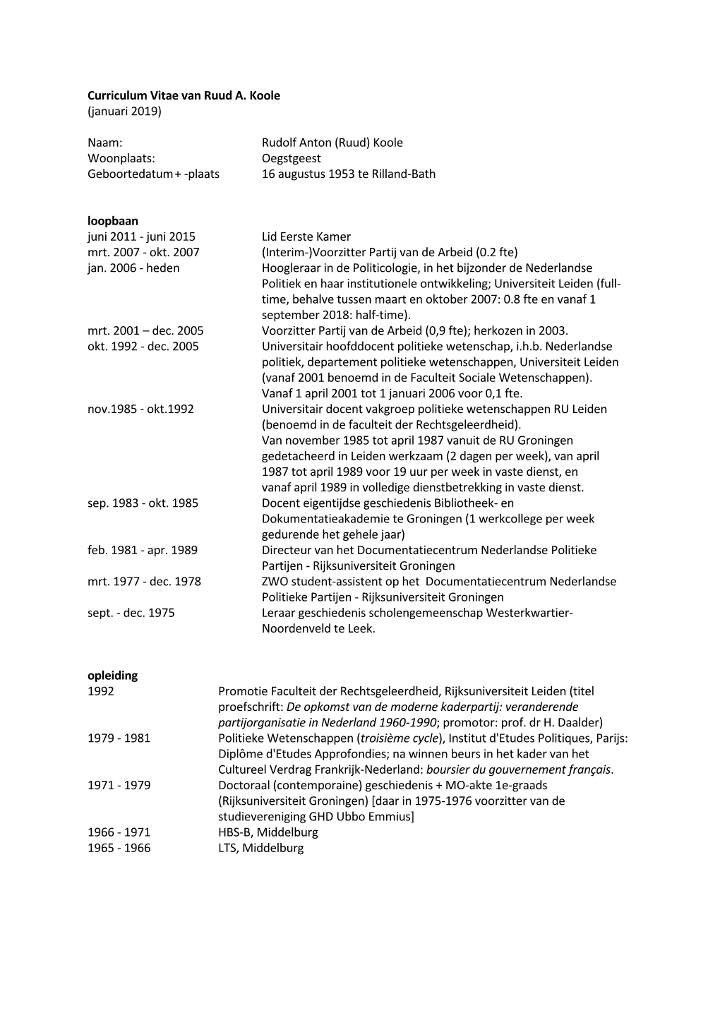 Curriculum Vitae Van Ruud A