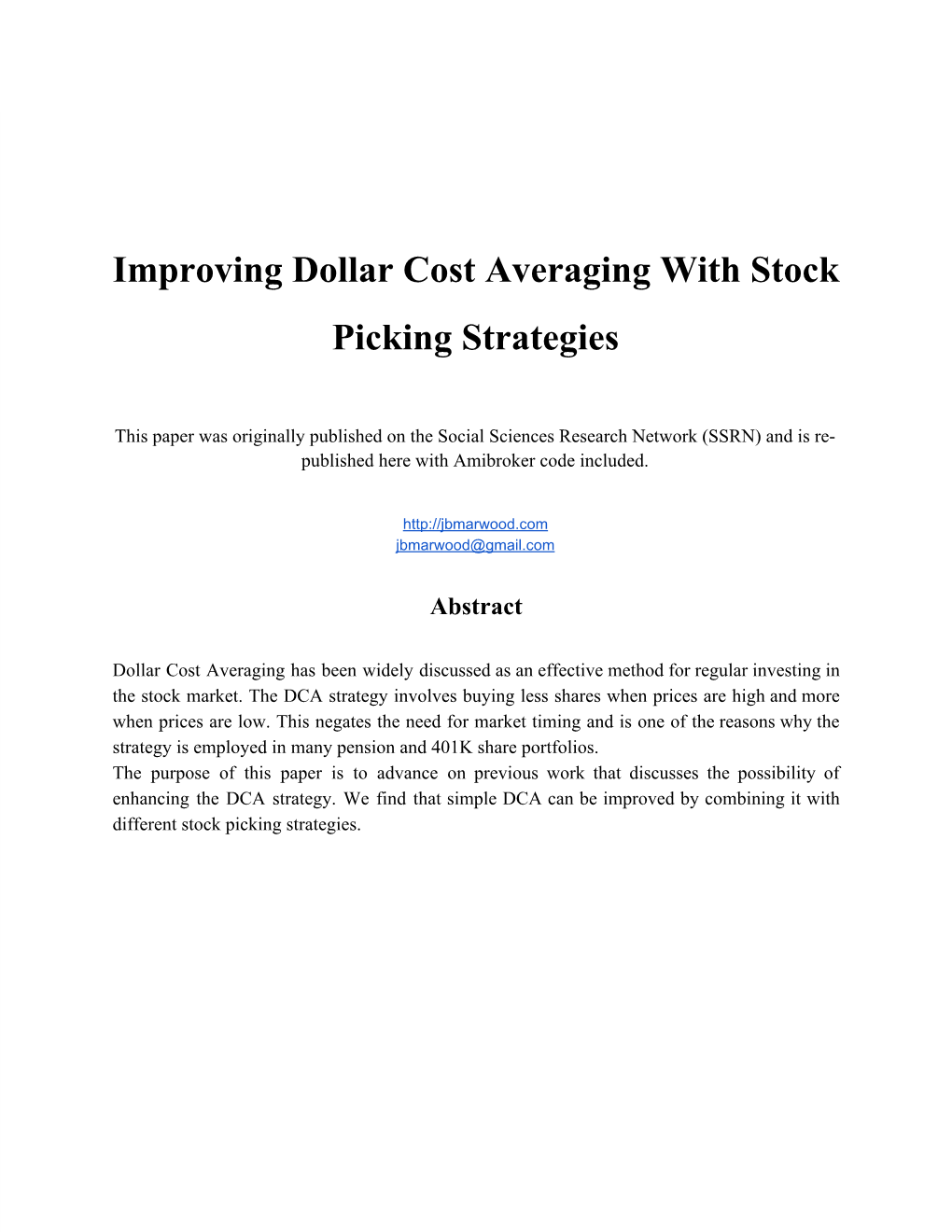 Improving Dollar Cost Averaging with Stock Picking Strategies