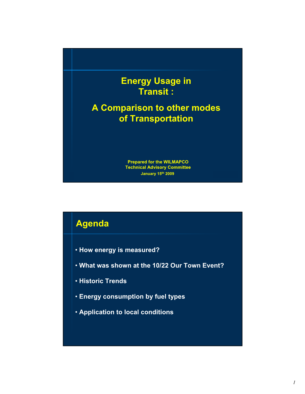 Energy Usage in Transit : a Comparison to Other Modes of Transportation
