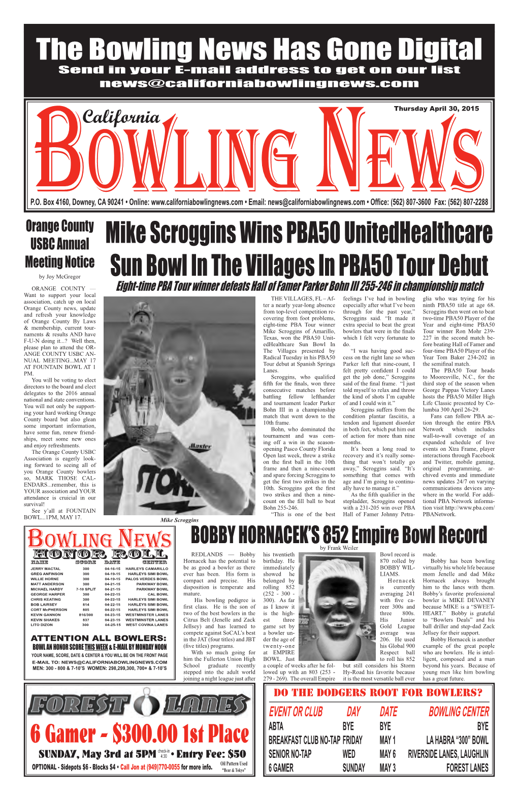 The Bowling News Has Gone Digital Mike Scroggins Wins PBA50