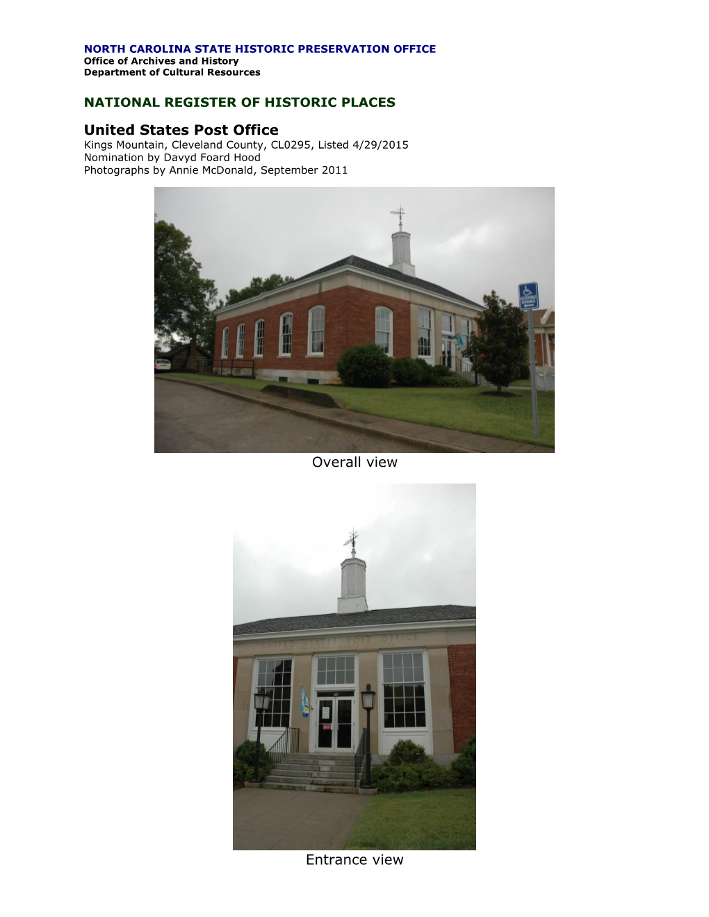 United States Post Office Overall View Entrance View