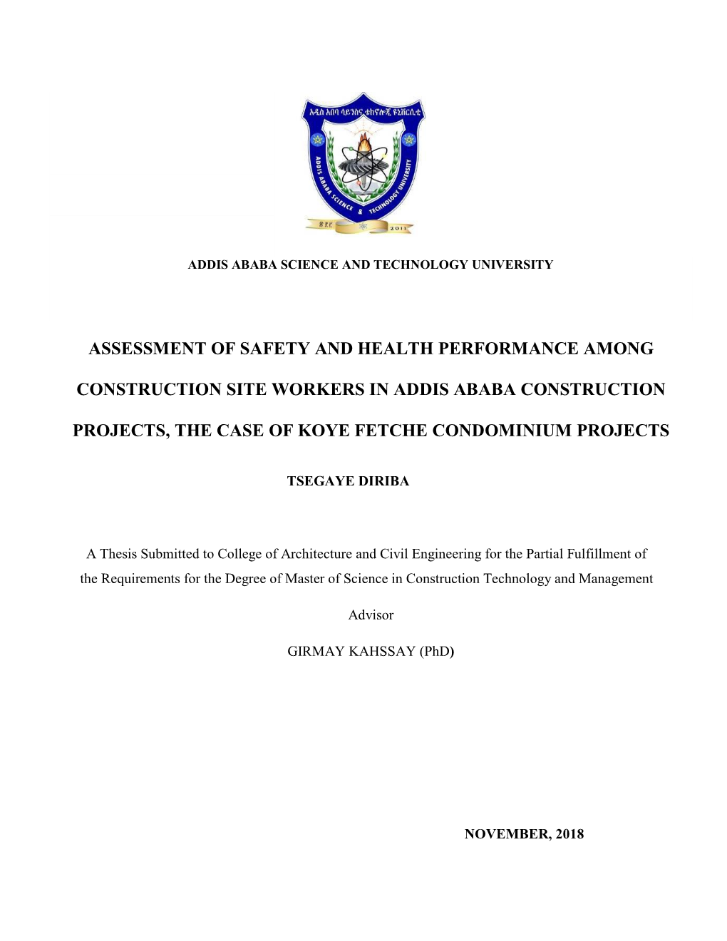 Assessment of Safety and Health Performance Among