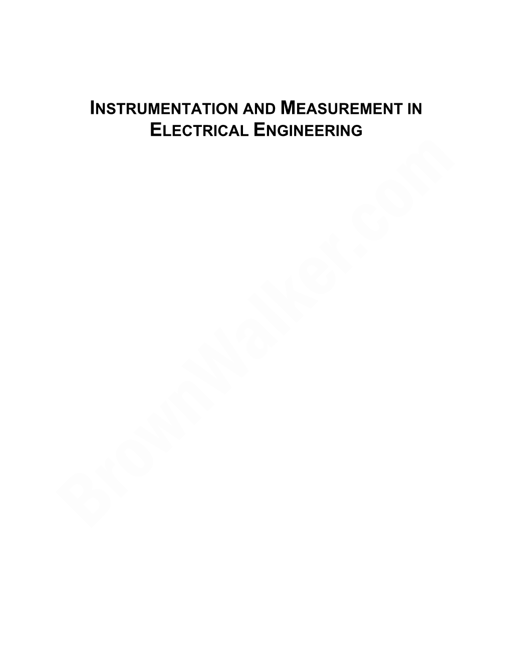 Instrumentation and Measurement in Electrical Engineering