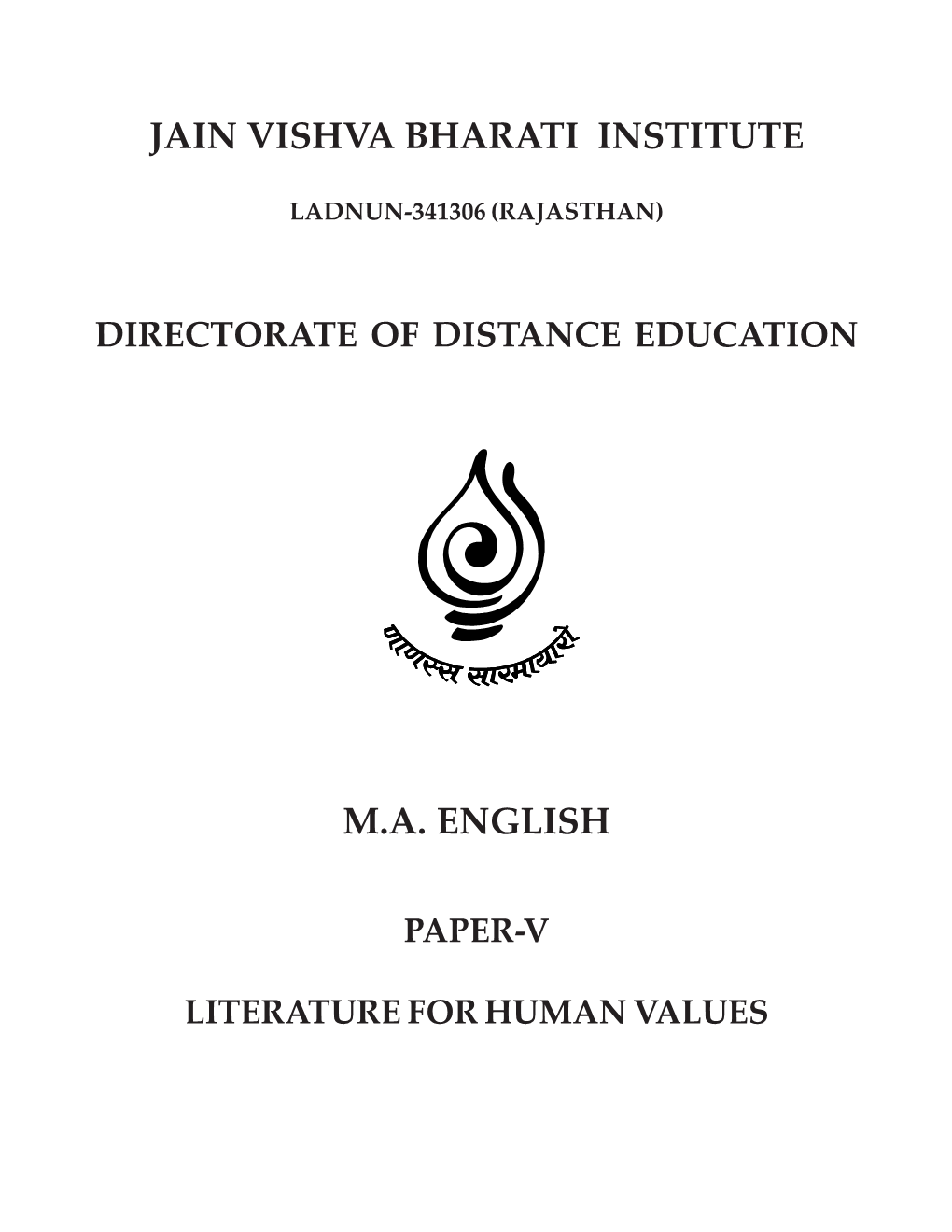 M.A. English Jain Vishva Bharati Institute