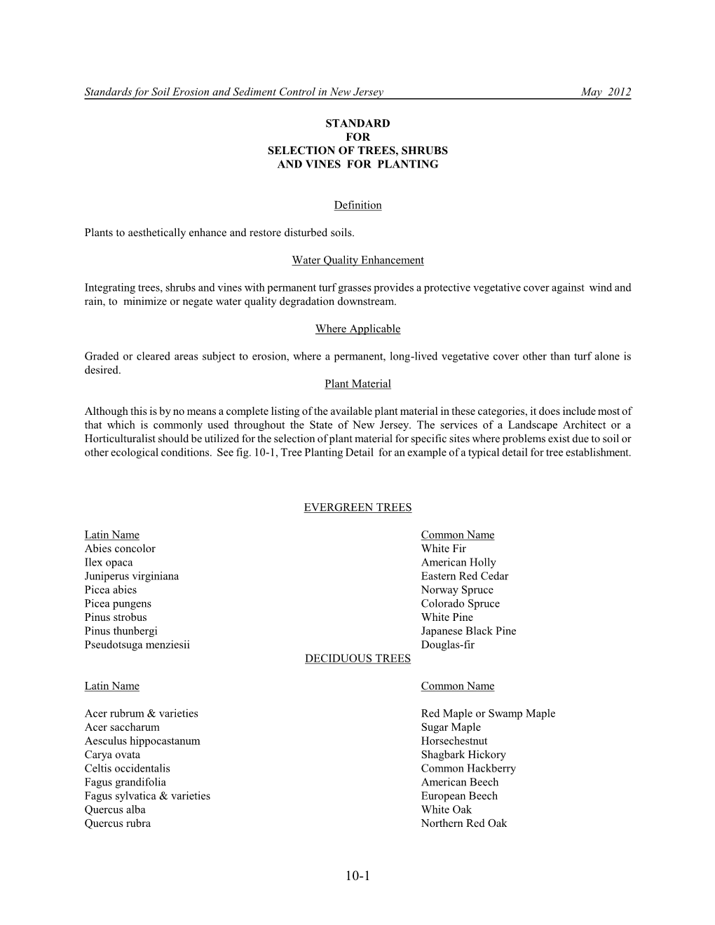 Standards for Soil Erosion and Sediment Control in New Jersey May 2012