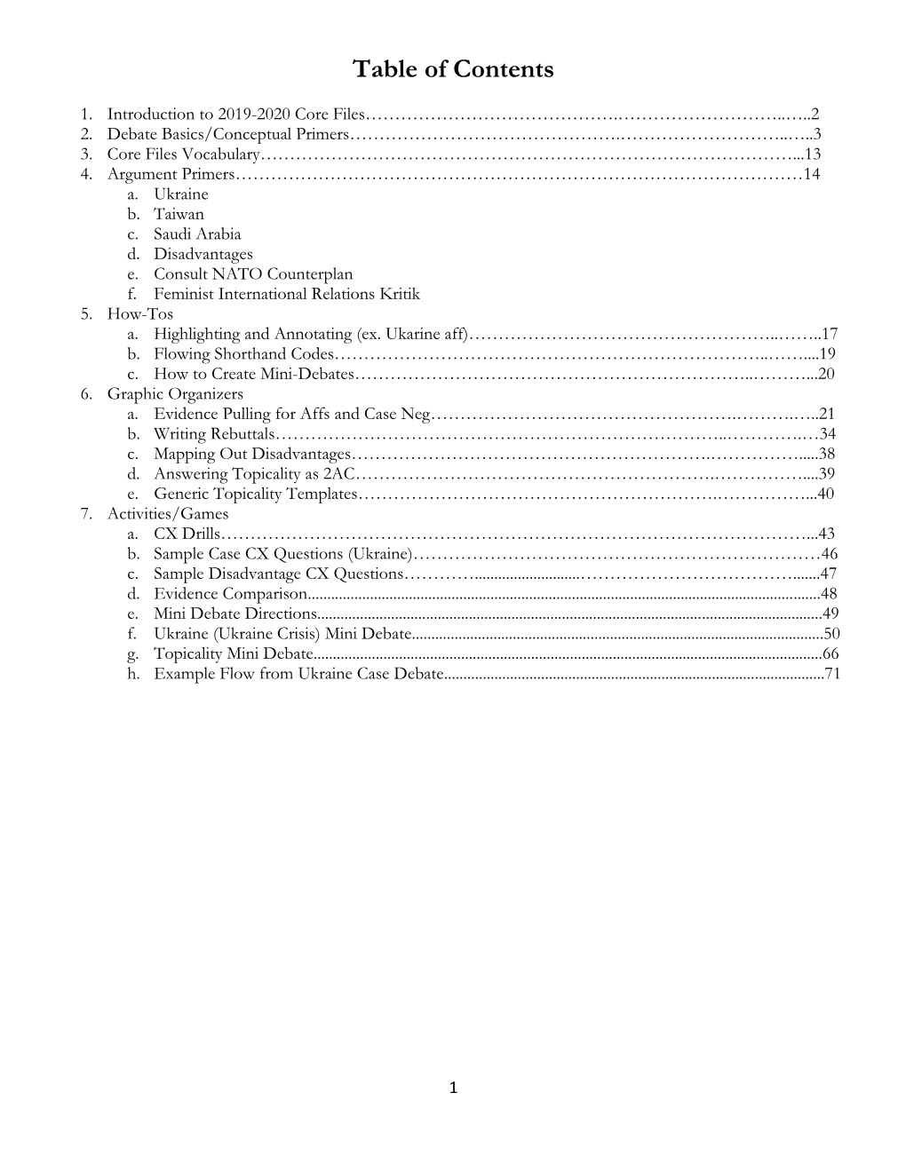 Table of Contents