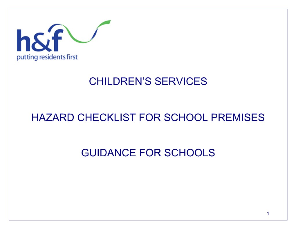 Hazard Checklist for School Premises