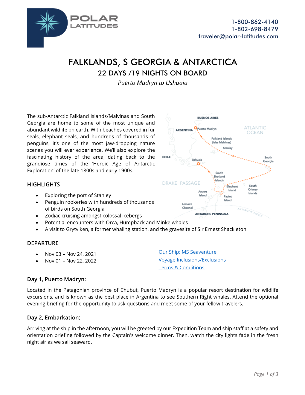 Falklands, S Georgia & Antarctica