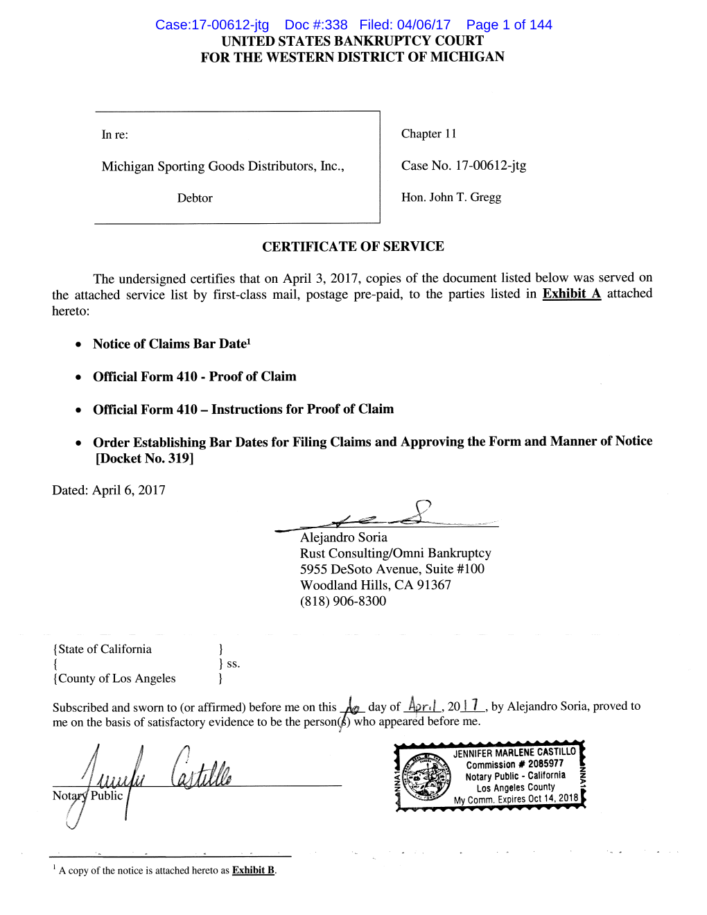 Case:17-00612-Jtg Doc #:338 Filed: 04/06/17 Page 1 of 144 Case:17-00612-Jtg Doc #:338 Filed: 04/06/17 Page 2 of 144