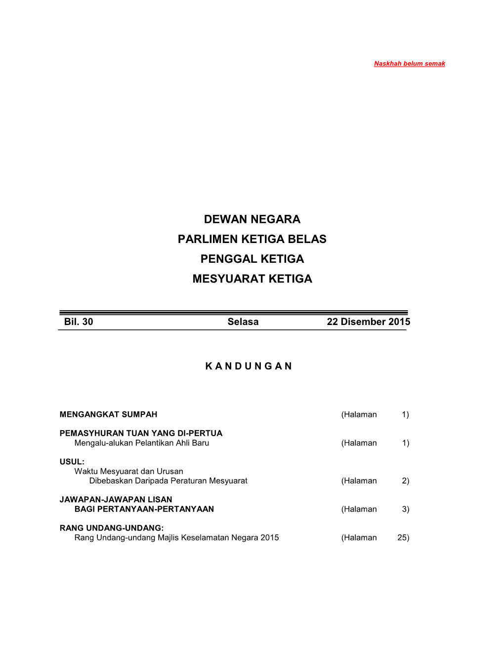 Dewan Negara Parlimen Ketiga Belas Penggal Ketiga Mesyuarat Ketiga