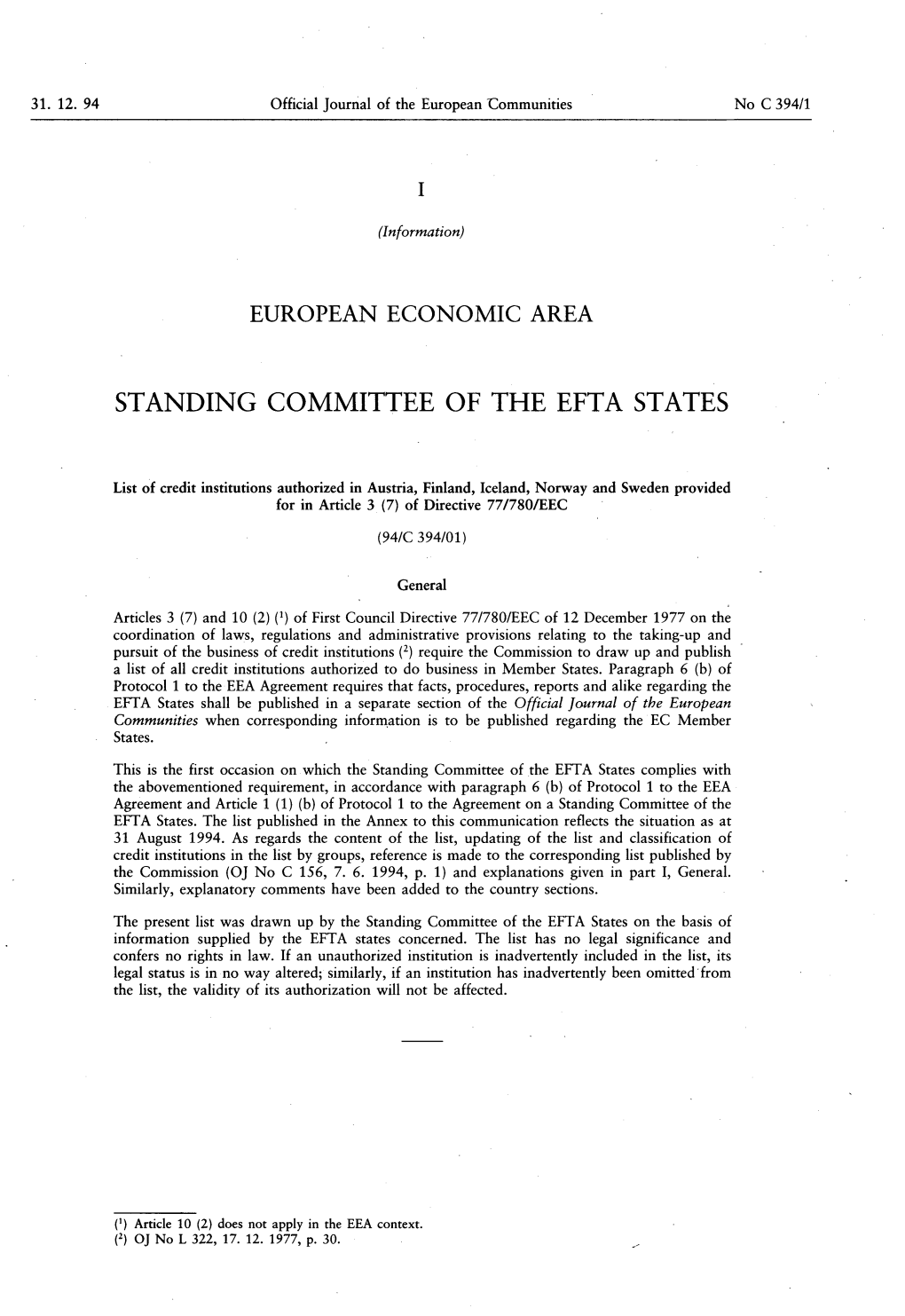 Standing Committee of the Efta States