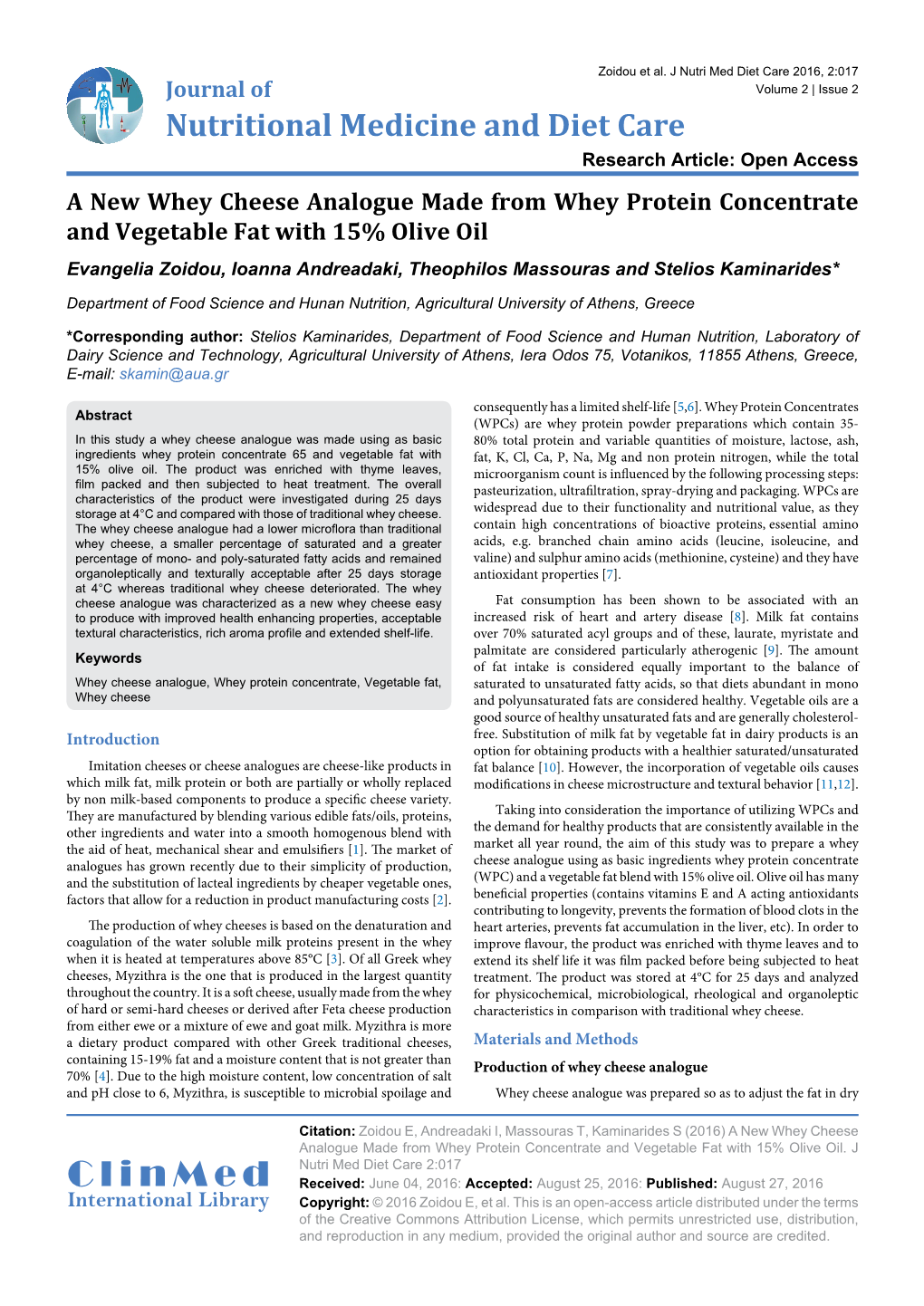 A New Whey Cheese Analogue Made from Whey Protein Concentrate And