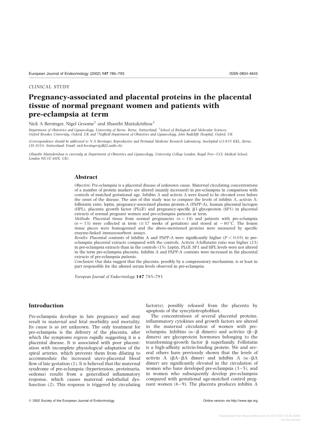 Pregnancy-Associated and Placental Proteins in the Placental Tissue Of