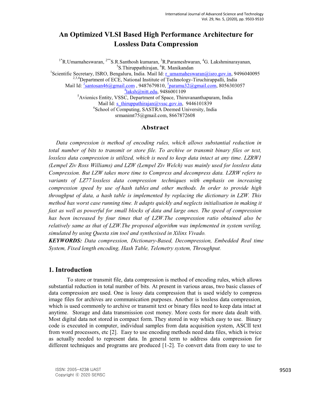 An Optimized VLSI Based High Performance Architecture for Lossless Data Compression