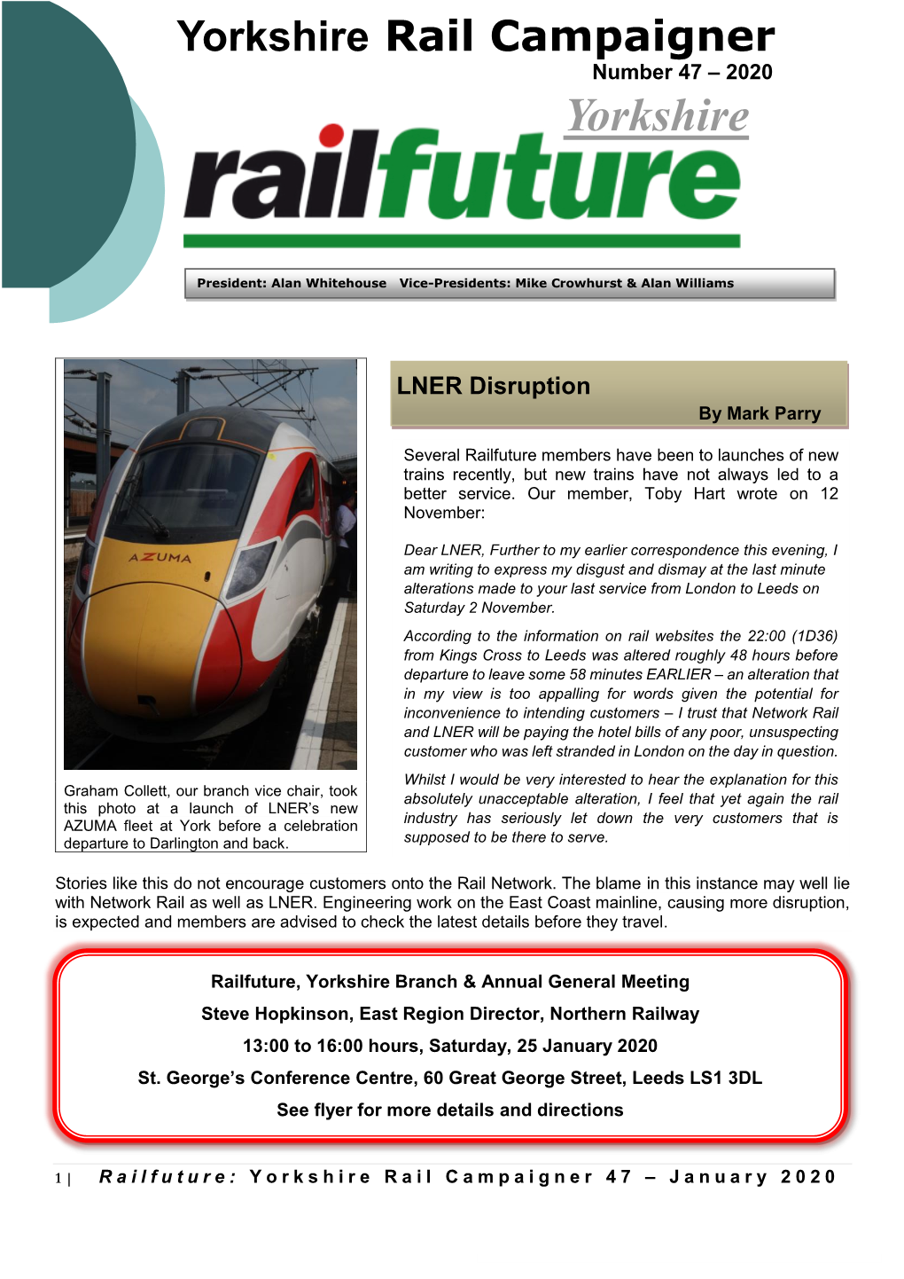 Yorkshire Rail Campaigner Number 47 – 2020