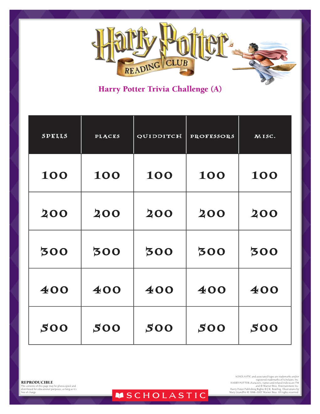 Harry Potter Trivia Challenge (A)