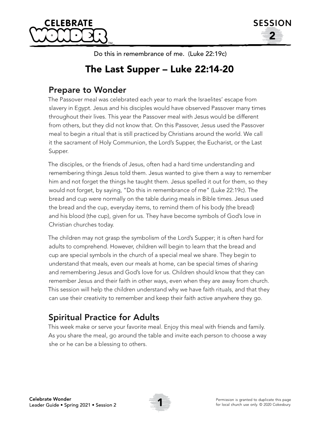 The Last Supper – Luke 22:14-20