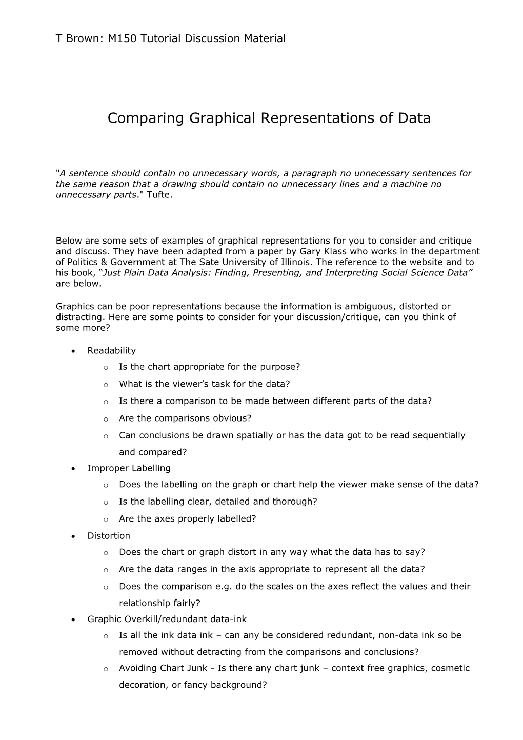 Comparing Graphical Representations of Data