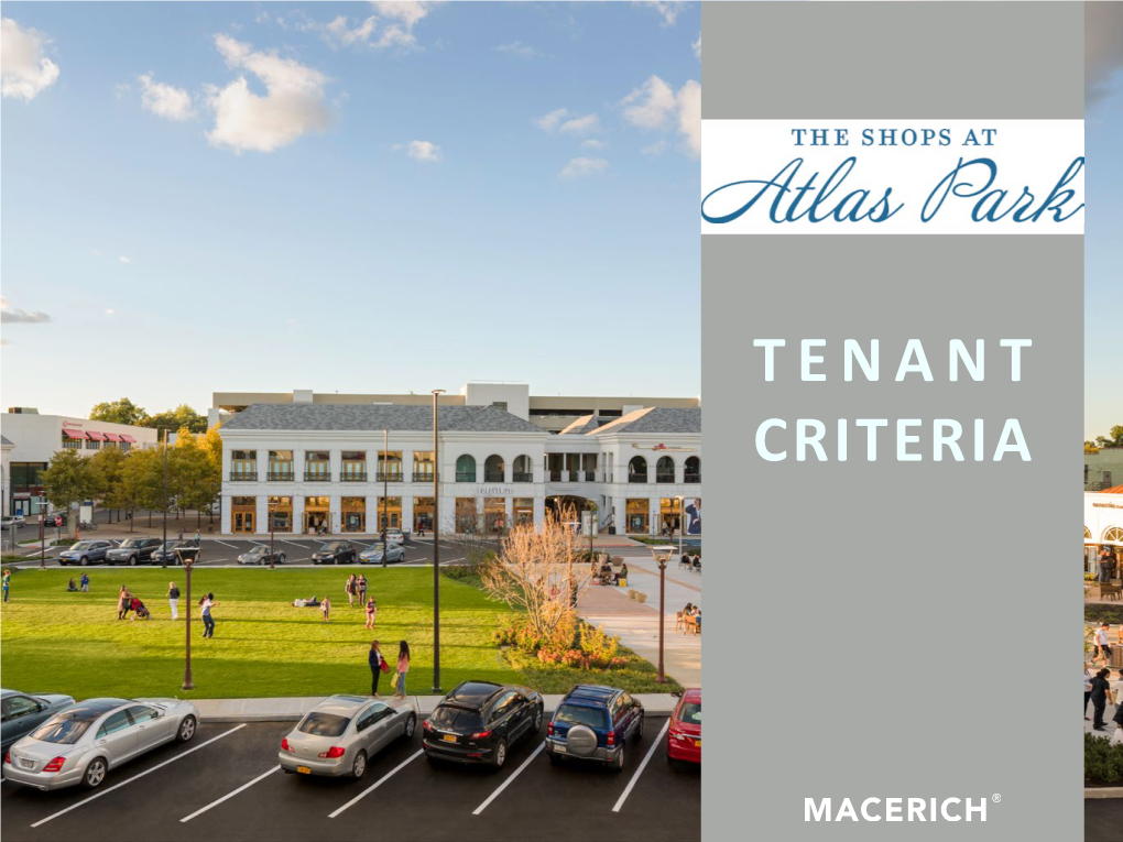 Tenant Criteria Vision Statement