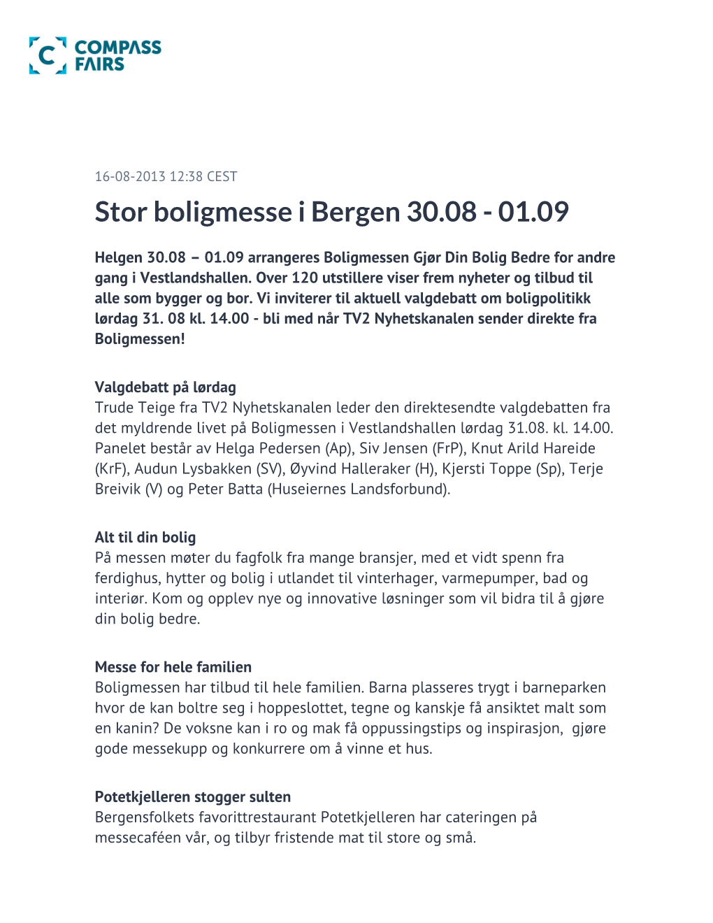 Stor Boligmesse I Bergen 30.08 - 01.09