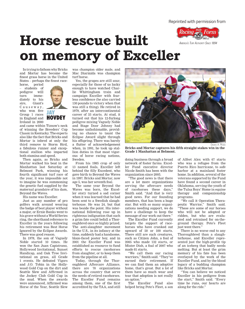 Horse Rescue Built on Memory of Exceller