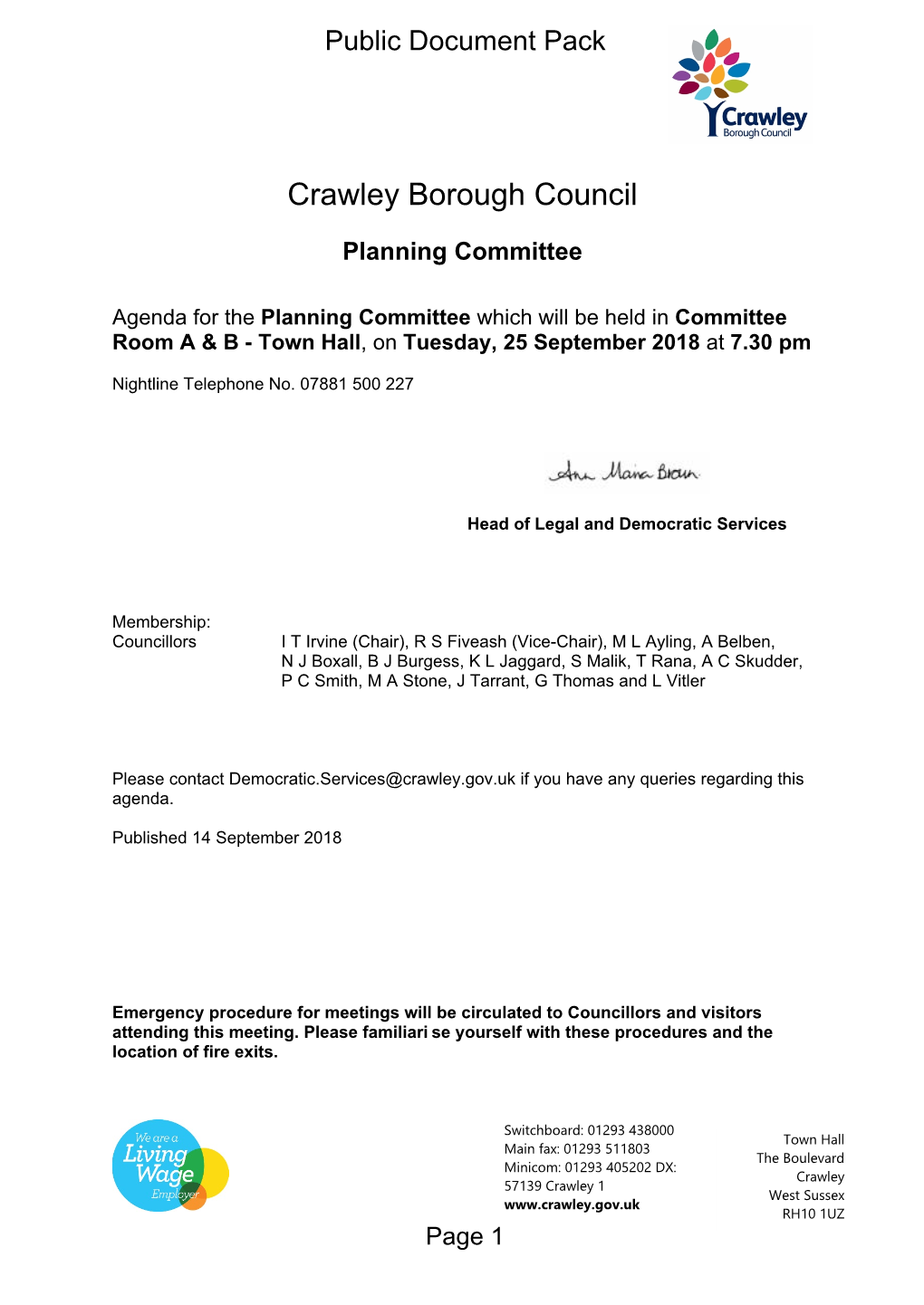 (Public Pack)Agenda Document for Planning Committee, 25/09/2018