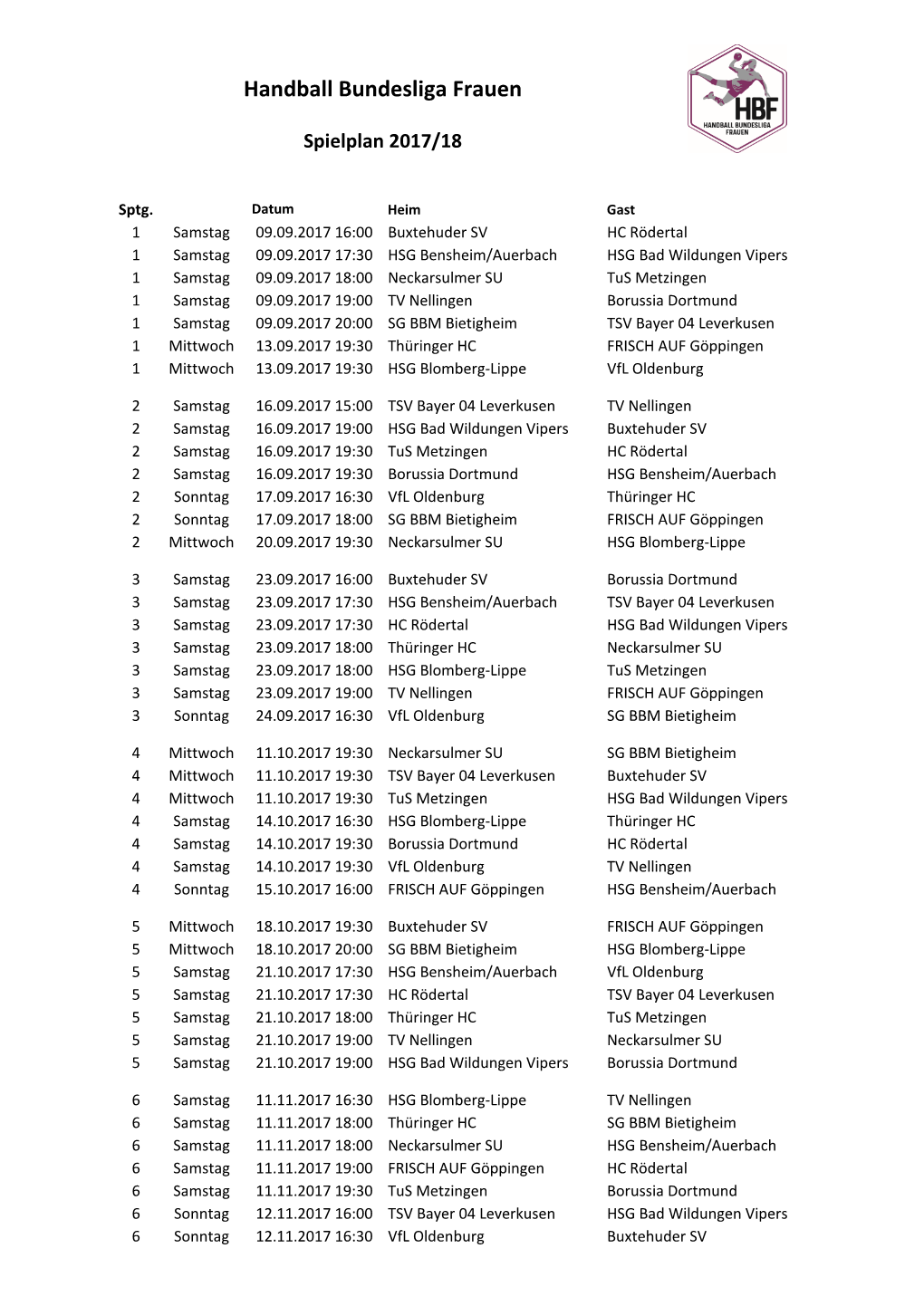 Handball Bundesliga Frauen