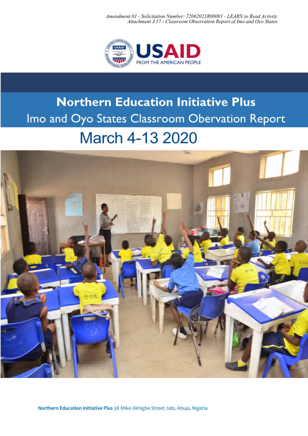 Northern Education Initiative Plus Imo and Oyo States Classroom Obervation Report March 4-13 2020