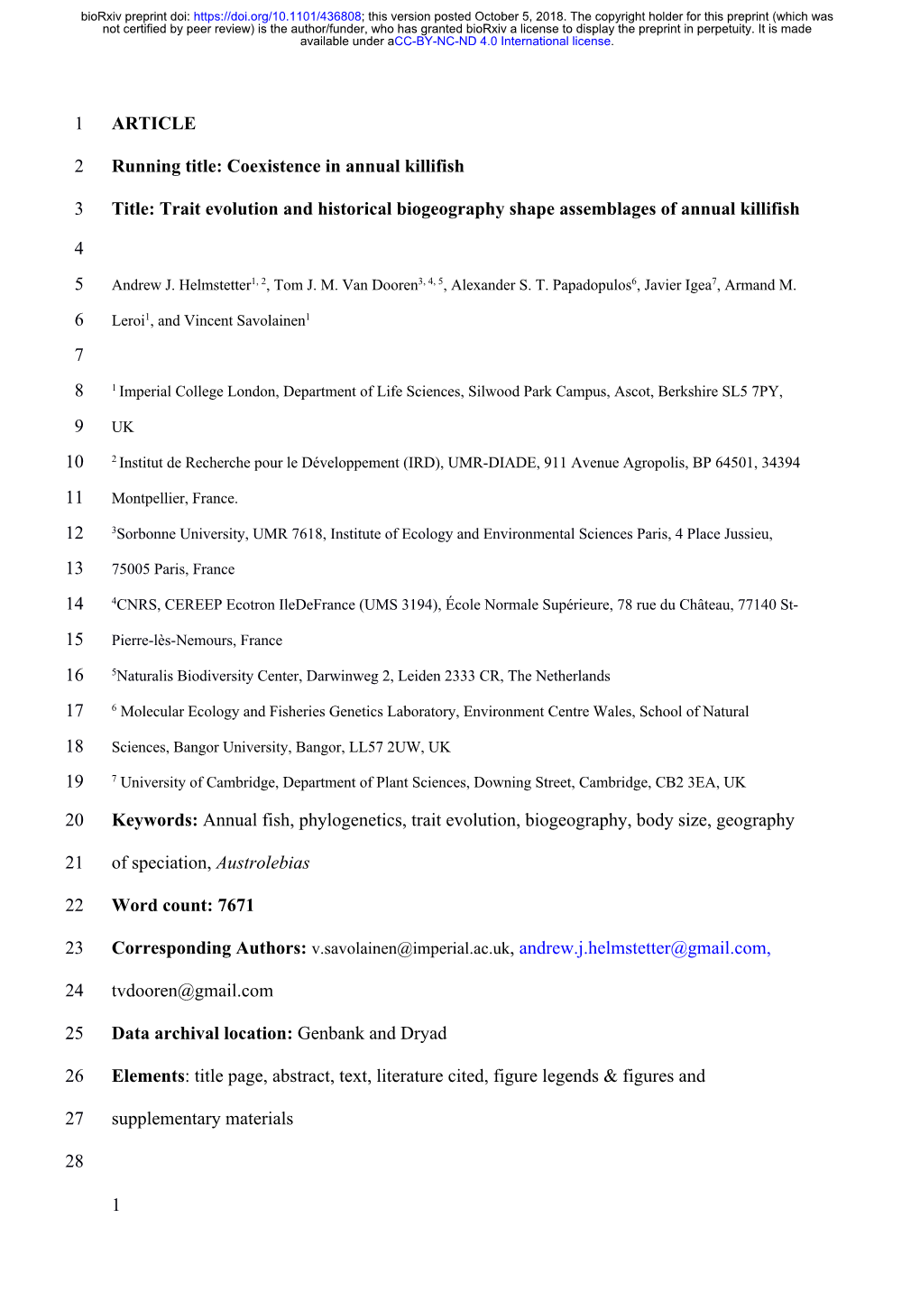 Trait Evolution and Historical Biogeography Shape Assemblages of Annual Killifish