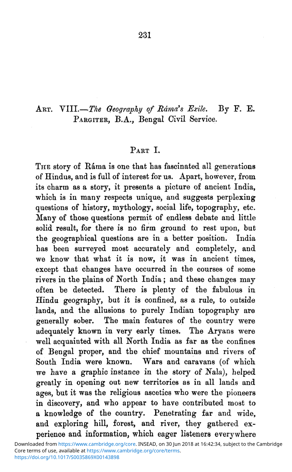 ART. VIII.—The Geography of Rama's Exile. by FE