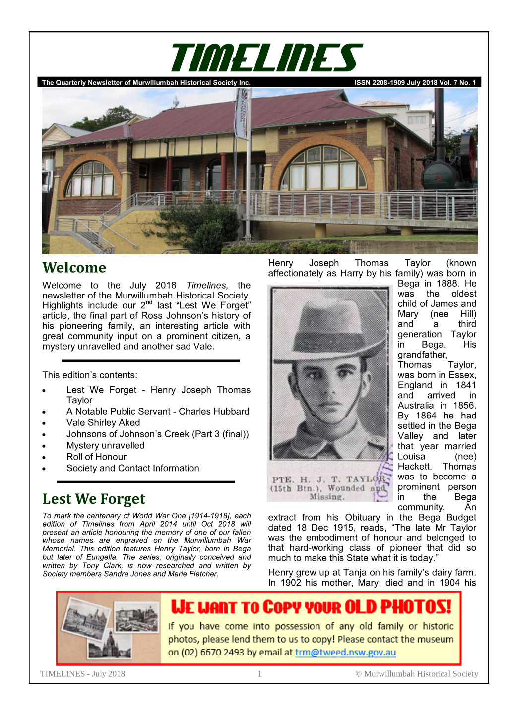 TIMELINES the Quarterly Newsletter of Murwillumbah Historical Society Inc