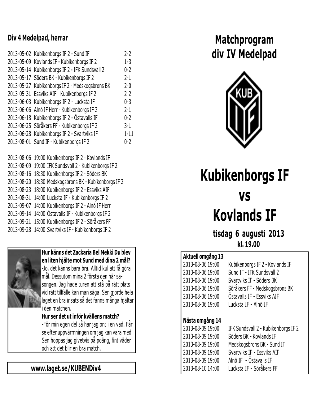 Kuben-Kovland Div4 2013