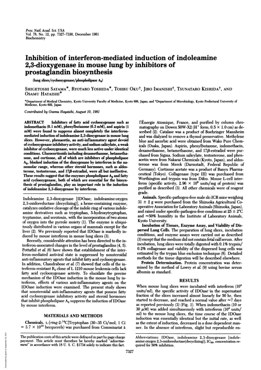 Inhibition of Interferon-Mediated Induction of Indoleamine 2,3