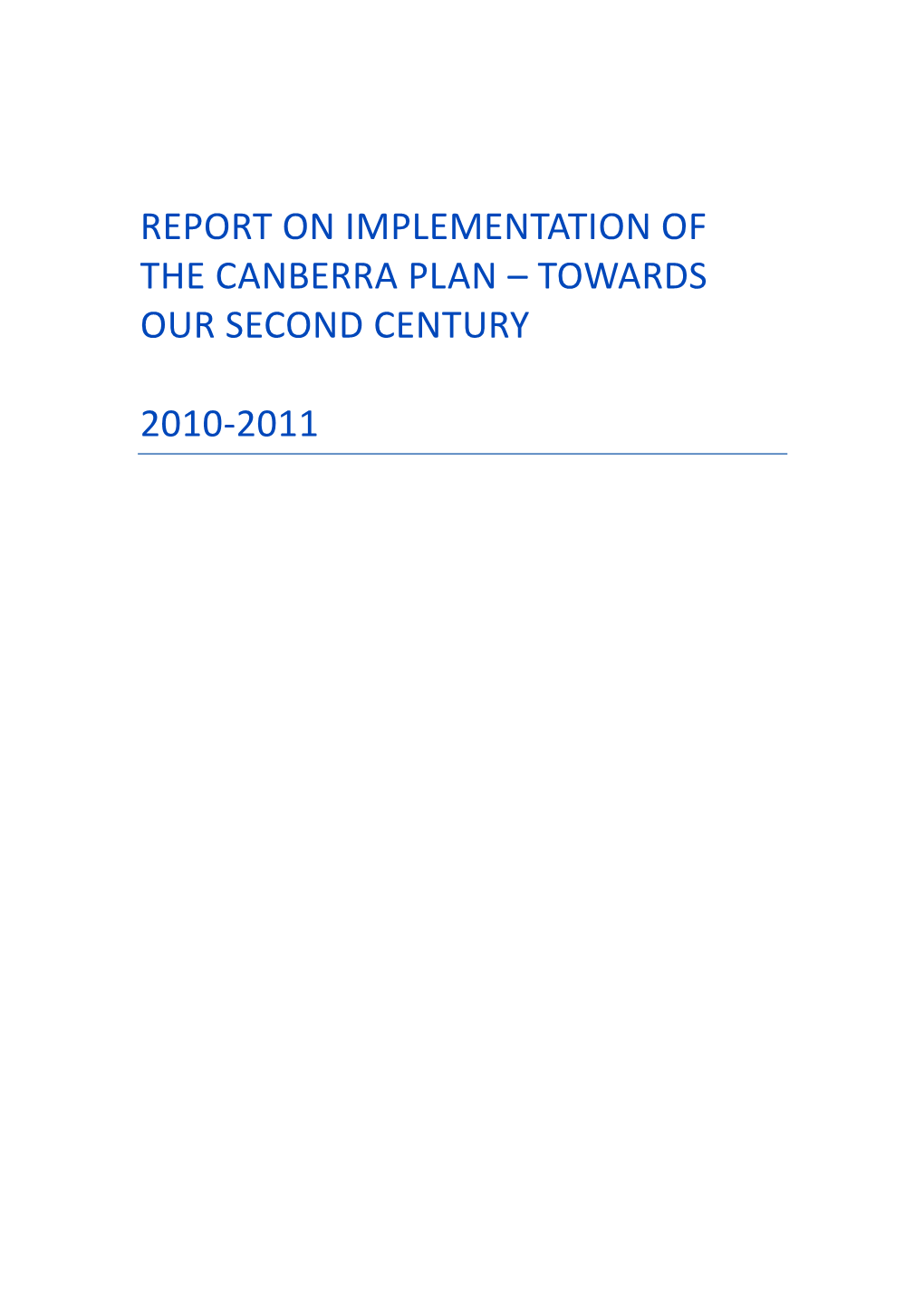 2010-2011 Annual Report on Implementation of the Canberra Plan