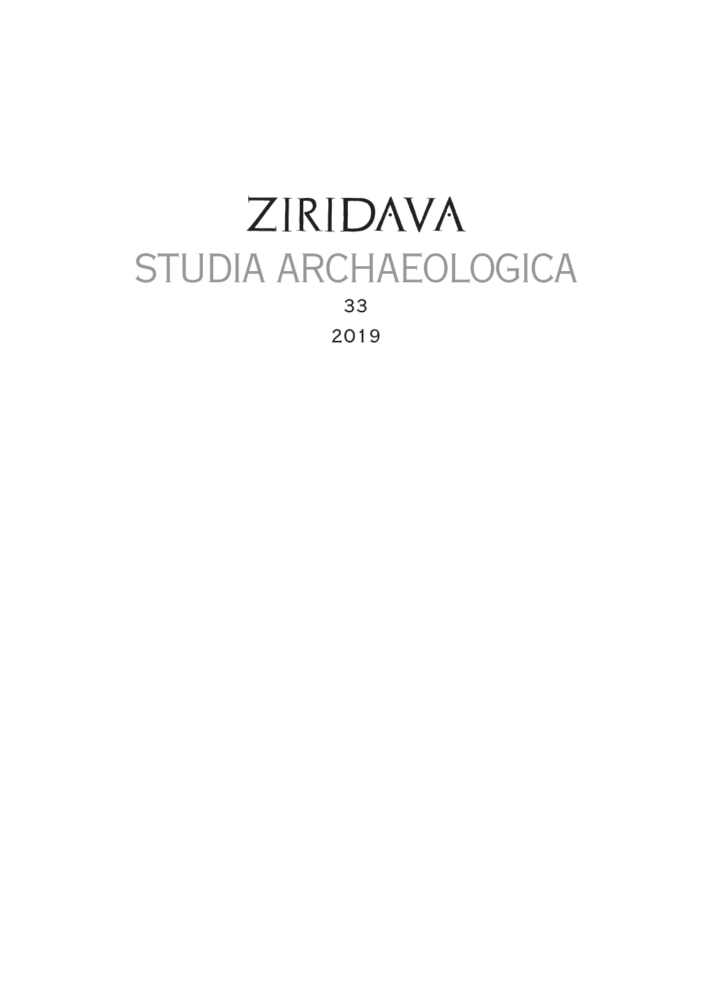 Studia Archaeologica 33 2019