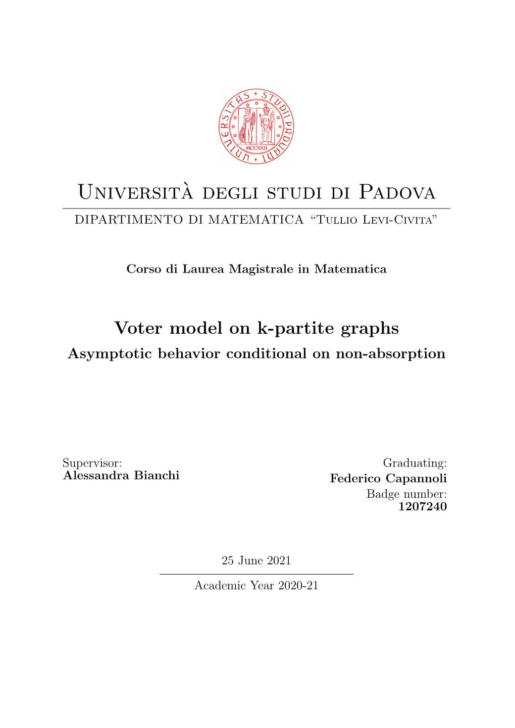 Universit`A Degli Studi Di Padova